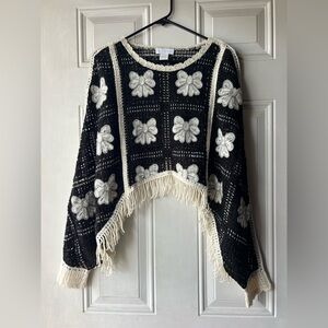 House of Harlow 1960 Black and Cream Crochet Sweater